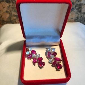 High quality zircon earrings silver plated